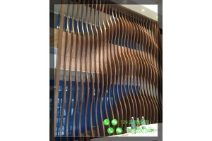 公司透气隔断木色铝管长条波浪铝通隔墙装饰40×80方通背景墙