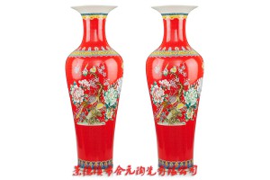 婚庆礼品景德镇大花瓶定制 中国红陶瓷大花瓶礼品