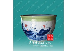 供应直径1.2米青花陶瓷大缸 手工陶瓷鱼缸 景德镇陶瓷