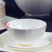 金边骨瓷碗盘定制logo 陶瓷碗盘散件可定制厂家
