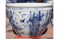 景德鎮(zhèn)青花陶瓷大缸擺件 手繪青花瓷清明上河圖大缸