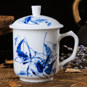 商务礼品手绘茶杯定制，陶瓷办公杯子印logo