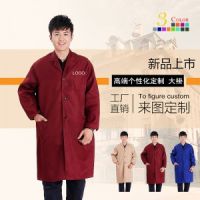 工裝藍(lán)大褂搬運(yùn)工長(zhǎng)袖耐磨防污長(zhǎng)款滌棉藍(lán)大褂工作服