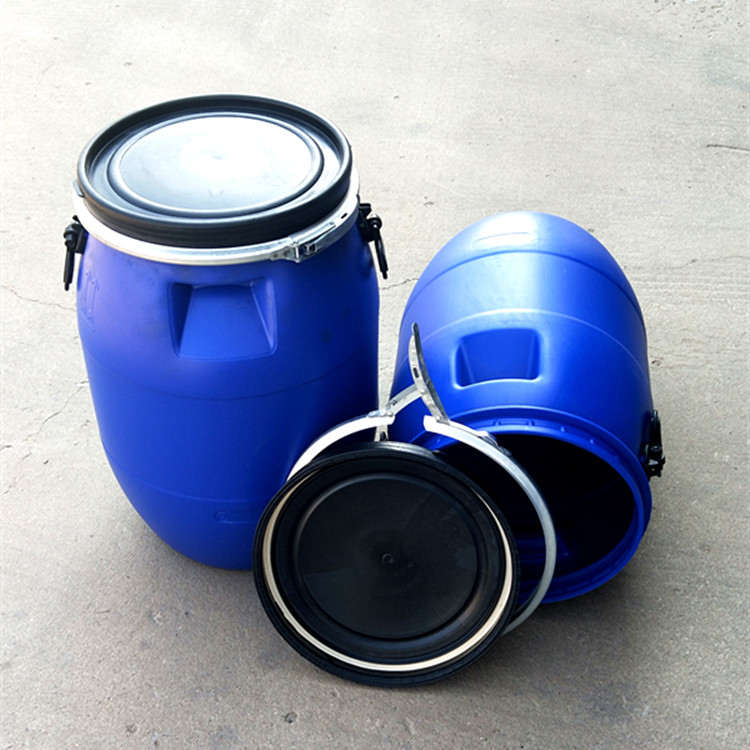 大口蓝色50L法兰桶50公斤塑料桶