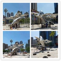 安徽城市景观抽象不锈钢鸟雕塑 拉丝效果飞鸟雕塑设计