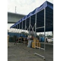 廣州推拉帳篷廠家刀刮布+鍍鋅管的有機結(jié)合