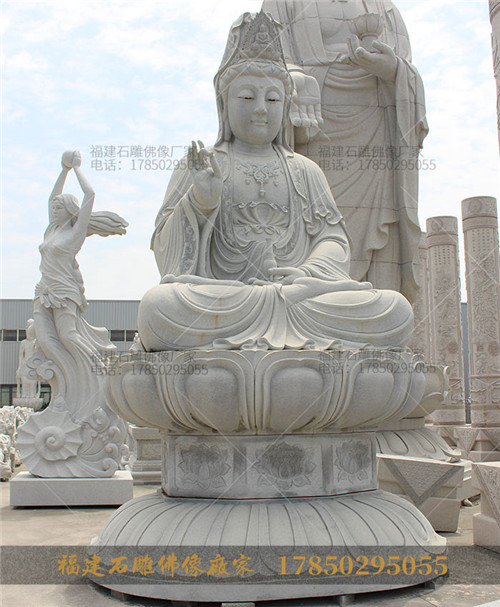 重庆观音石雕像睁眼 做旧神佛像石材观音 布袋和尚坐像